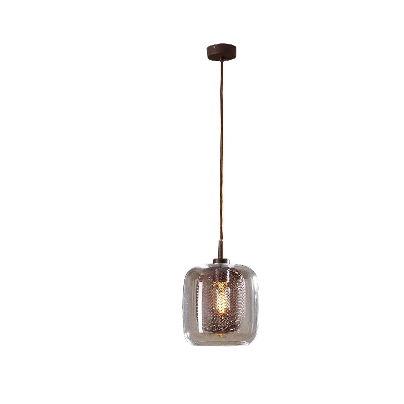 Track lighting with colored glass accentsFox Chocolate 1Lt Single Pendant Medium/Large Lamp