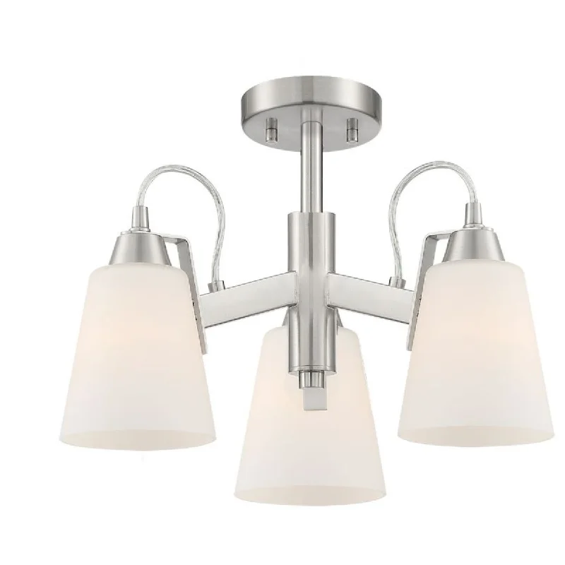 Durable Industrial Lighting for Harsh EnvironmentsBeckonridge 17 in. 3 Lights Semi flush Mount Light Brushed Nickel finish