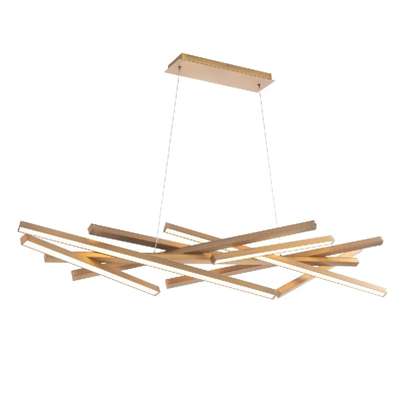 Industrial Ceiling - Mounted Lighting for Assembly PlantsParallax 55 in. 8 Lights LED Chandelier Brass finish Industrial Ceiling - Mounted Lighting for Assembly PlantsParallax 55 in. 8 Lights LED Chandelier Brass finish