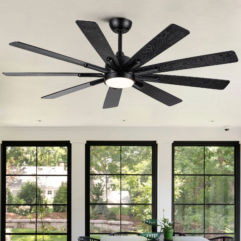 Chandeliers with Dimmable Lights for Ambiance ControlChandeliers with Dimmable Lights for Ambiance Control62 in. Modern Integrated LED Indoor Black Dimmable Large Wood Ceiling Fan with Remote Control, DC Motor and Reversible Blades