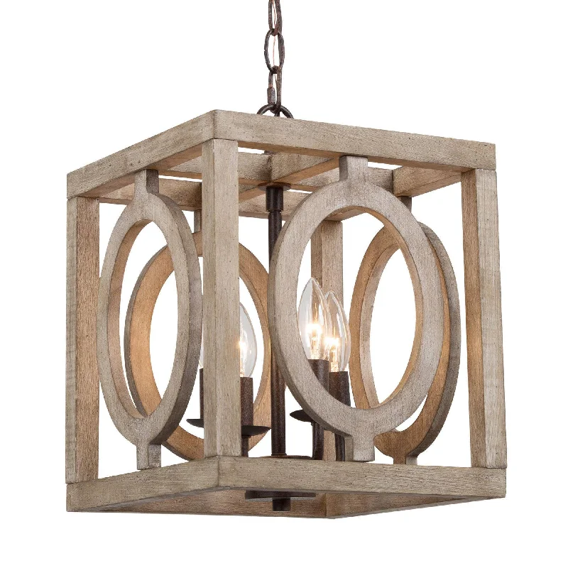 Chandeliers with Metal Frames in Silver FinishChandeliers with Metal Frames in Silver FinishArisaema 4-Light Mini Wood Chandelier