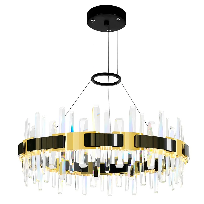 Chandeliers with Metal Frames in Black FinishChandeliers with Metal Frames in Black FinishCWI Aya 1592P32-612 Chandelier Light - Pearl_Black_Titanium_Gold