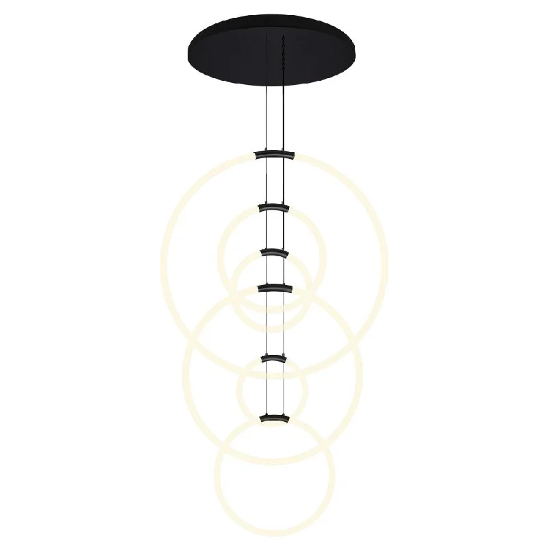 Chandeliers with Metal Frames in Bronze FinishChandeliers with Metal Frames in Bronze FinishHoops 6 Light LED Chandelier With Black Finish