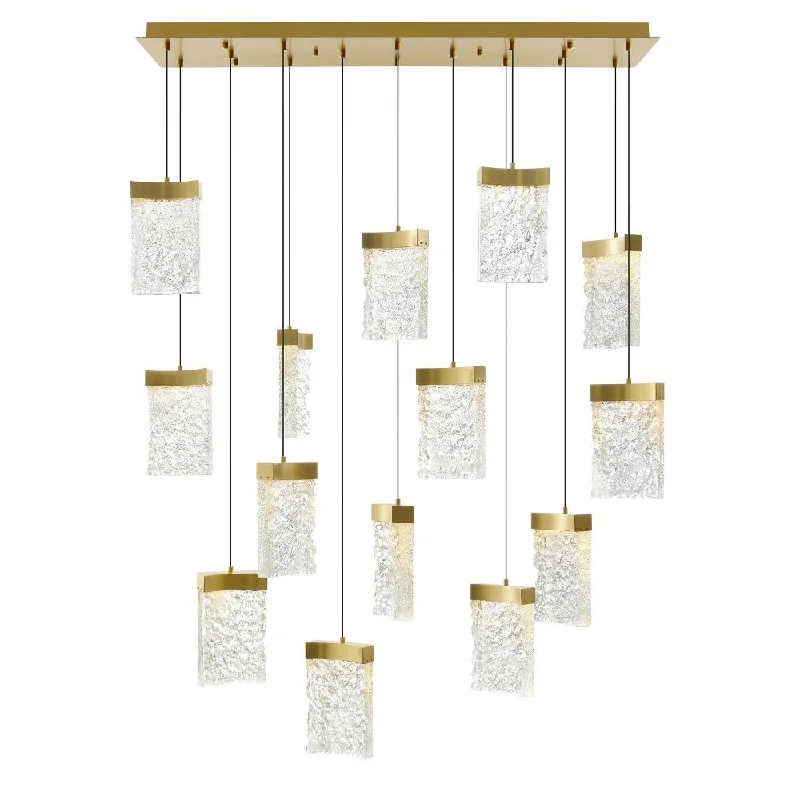 Chandeliers with Metal Frames in Gold FinishChandeliers with Metal Frames in Gold FinishLava Integrated LED Brass Chandelier