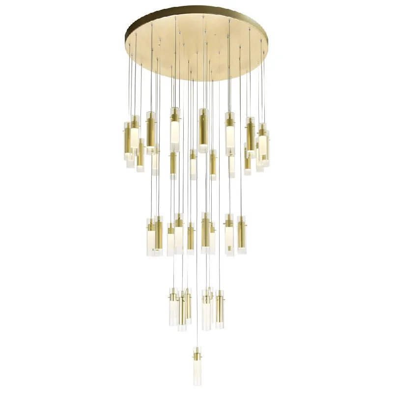 Oversized Chandeliers as a Statement Piece in Living RoomsOversized Chandeliers as a Statement Piece in Living RoomsOlinda LED Integrated Satin Gold Chandelier