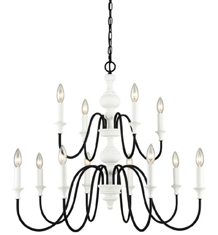 Chandeliers for High Ceilings to Fill Vertical SpaceChandeliers for High Ceilings to Fill Vertical SpaceShabby White Tiered 12-Light Chandelier