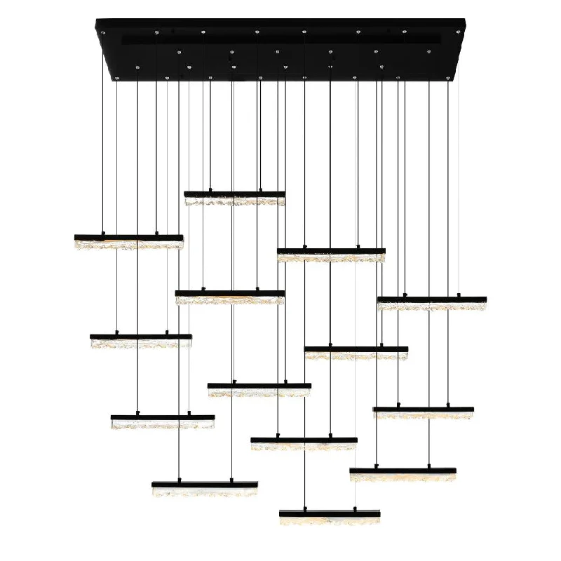 Large Chandeliers for Grand Halls and FoyersLarge Chandeliers for Grand Halls and FoyersStagger Integrated LED Black Chandelier