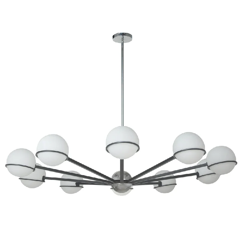 Minimalist Chandeliers for Sleek and Simple InteriorsMinimalist Chandeliers for Sleek and Simple Interiors10 Lights Halogen Chandelier, MB/PC with WH Opal Glass