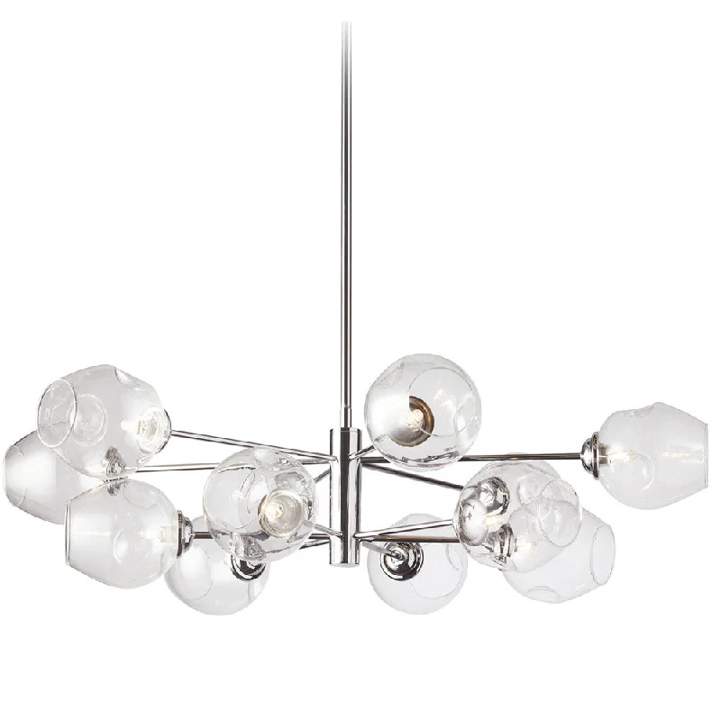 Chandeliers with Metal Frames in Black FinishChandeliers with Metal Frames in Black Finish12 Lights Halogen Chandelier, PC with Clear Glass