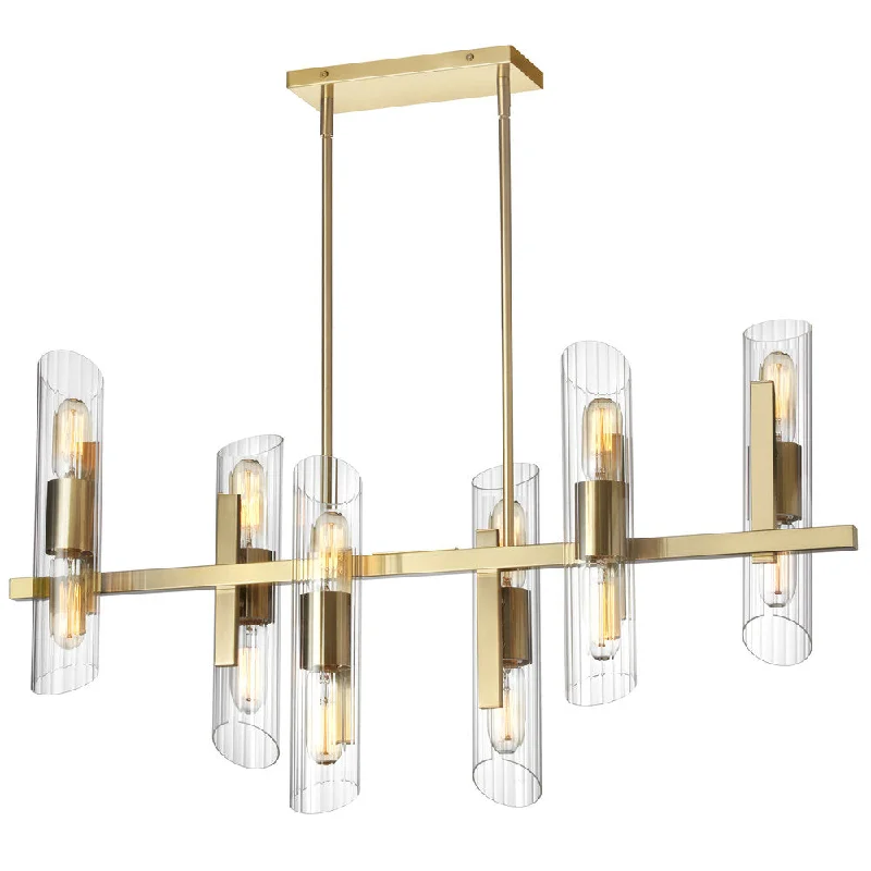 Chandeliers with Metal Frames in Copper FinishChandeliers with Metal Frames in Copper Finish12 Lights Horiz Chandelier, AGB w/ Clear Fluted Glass
