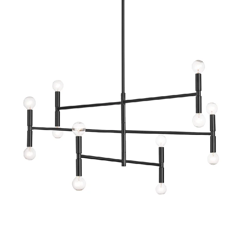 Chandeliers with Frosted Glass for a Softer Light DiffusionChandeliers with Frosted Glass for a Softer Light Diffusion12 Lights Incandescent Chandelier, Matte Black Finish