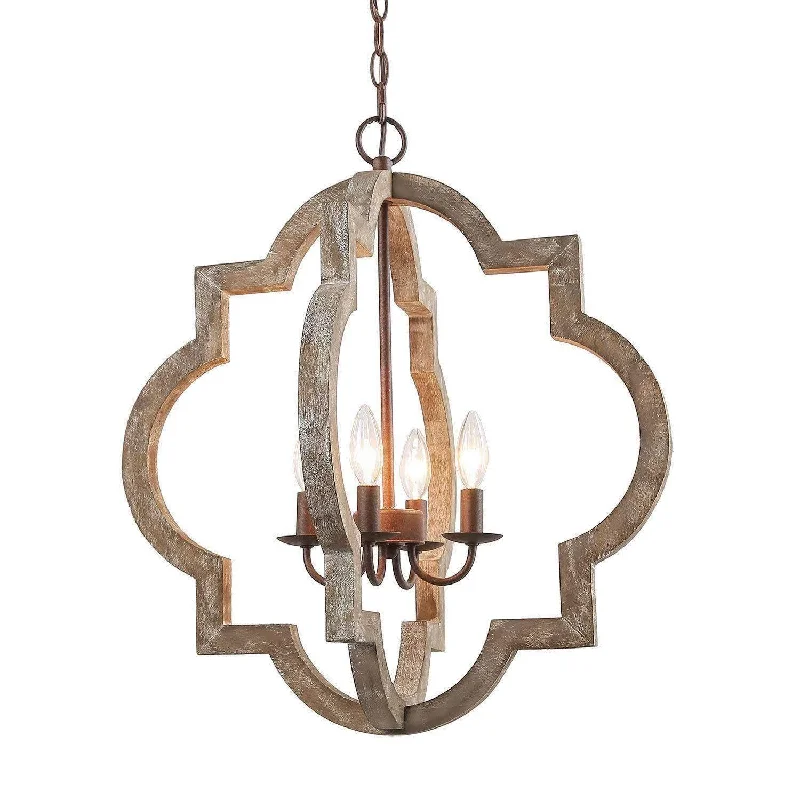 Chandeliers with Metal Frames in Copper FinishChandeliers with Metal Frames in Copper Finish4-Light Farmhouse Wood Lantern Chandelier