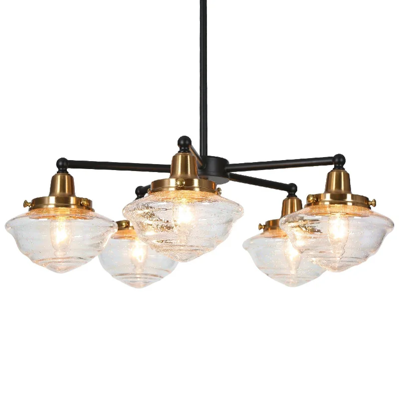 Chandeliers with Frosted Glass for a Softer Light DiffusionChandeliers with Frosted Glass for a Softer Light Diffusion5-Light Clear Seeded Glass Wheel Chandeliers