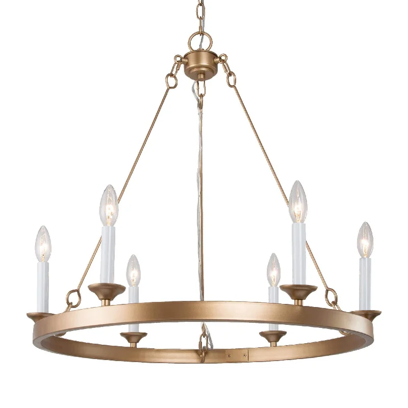 Chandeliers with Frosted Glass for a Softer Light DiffusionChandeliers with Frosted Glass for a Softer Light Diffusion6-Light Modern Gold Wagon Wheel Chandelier