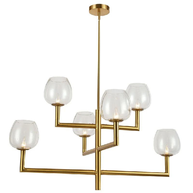 Chandeliers with Metal Frames in Black FinishChandeliers with Metal Frames in Black Finish6 Lights Chandelier,  AGB w/ CLR Glass
