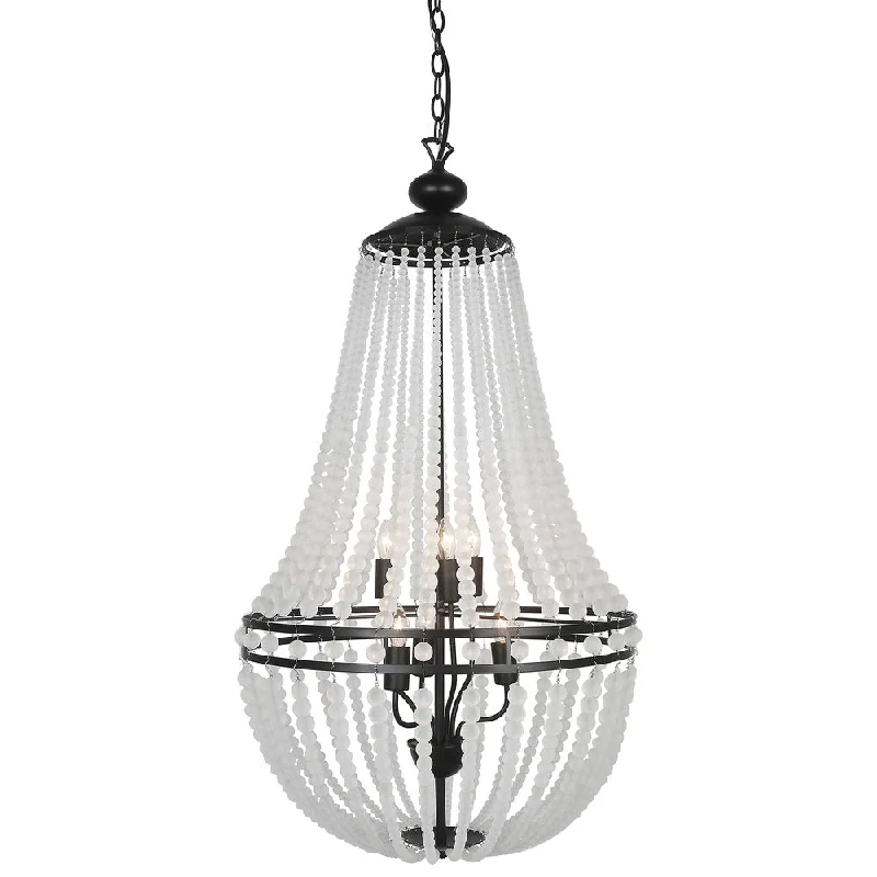 Large Chandeliers for Grand Halls and FoyersLarge Chandeliers for Grand Halls and Foyers6 Lights Incan Chandelier Matte Black w/ Frosted Beads
