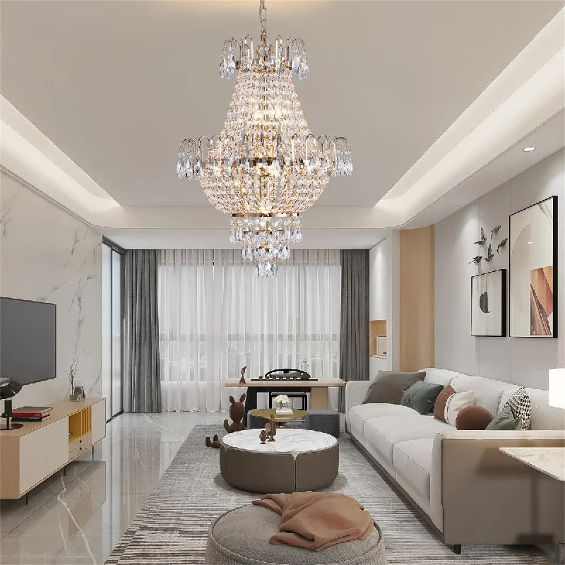 Chandeliers with Metal Frames in Gold FinishChandeliers with Metal Frames in Gold FinishGold Crystal Chandelier