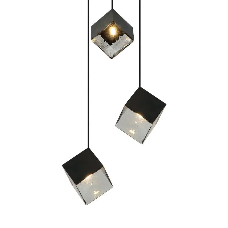 Chandeliers with Metal Frames in Copper FinishChandeliers with Metal Frames in Copper FinishCube Three Light Pendant