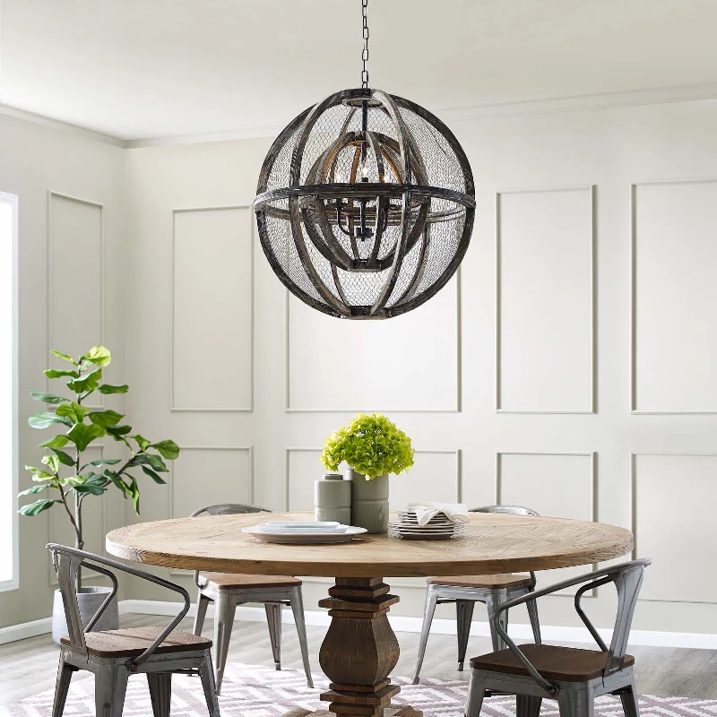 Minimalist Chandeliers for Sleek and Simple InteriorsMinimalist Chandeliers for Sleek and Simple InteriorsGravitate Globe Rustic Oak Wood Pendant Light Chandelier By Modway - EEI-3271
