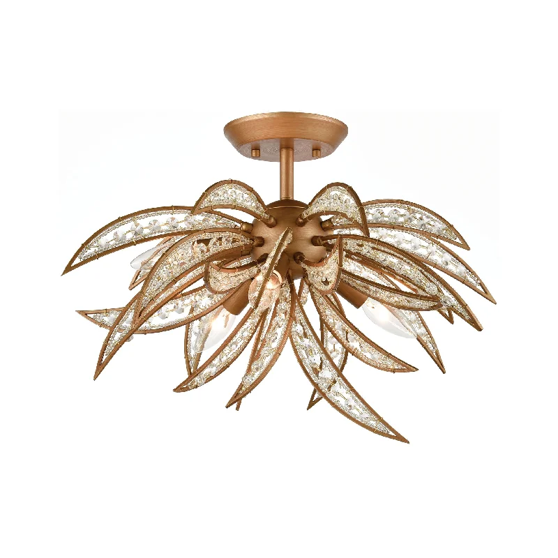 LED Chandeliers for Energy - Efficient LightingLED Chandeliers for Energy - Efficient LightingNaples Semi Flush in Matte Gold with Clear Crystal by ELK Lighting