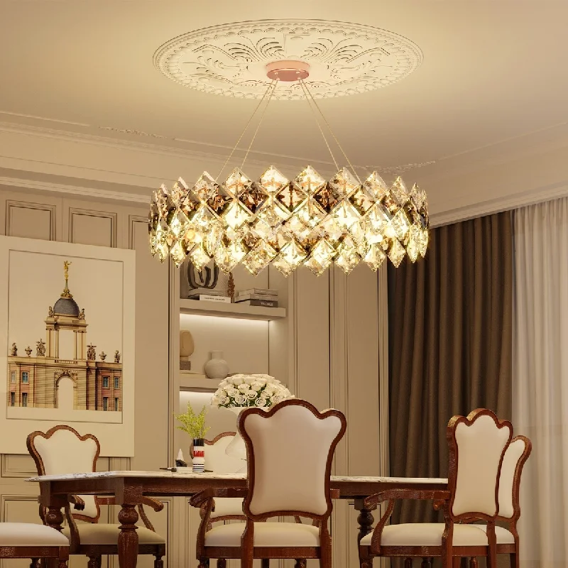 Chandeliers with Metal Frames in Bronze FinishChandeliers with Metal Frames in Bronze FinishThree Clolor Crystal Chandelier Elegant Ceiling Light for Home Cafe Bar Hotel