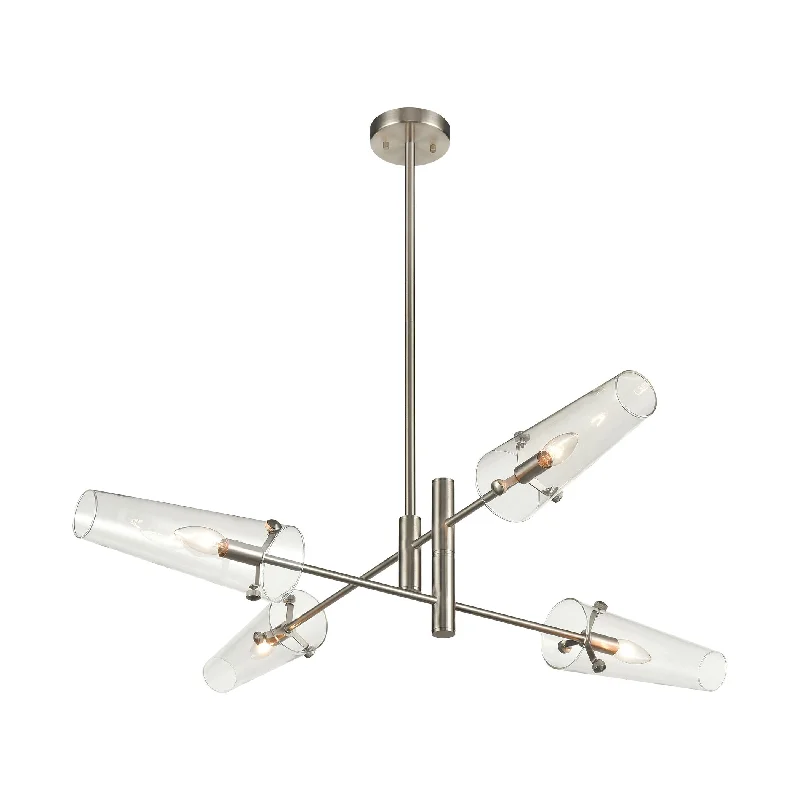 Art Deco Chandeliers for a Retro - Glam LookArt Deco Chandeliers for a Retro - Glam LookValante 4-Light Chandelier in Satin Nickel with Clear Glass by ELK Lighting