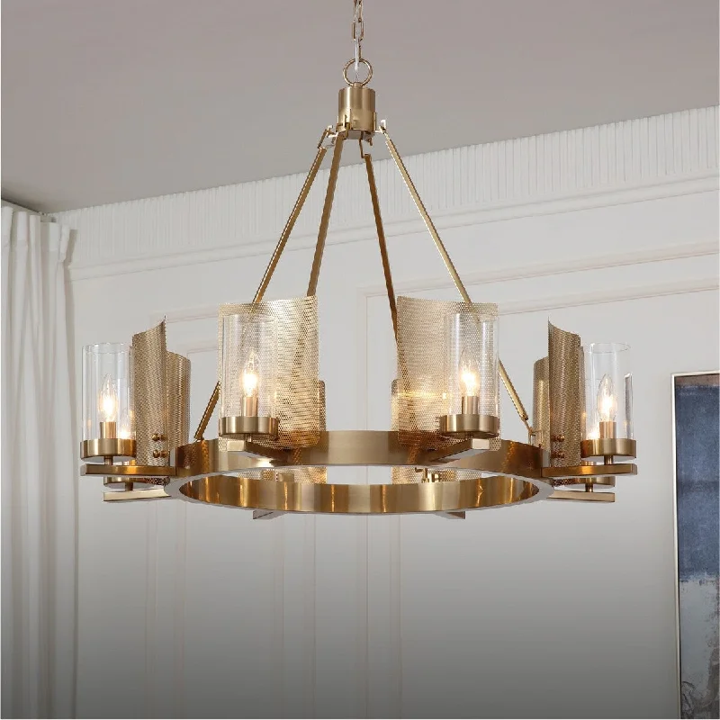 Chandeliers with Sputnik - Style Design for a Futuristic VibeChandeliers with Sputnik - Style Design for a Futuristic VibeVidalite Aurelia 8-Light Brass Chandelier, Round Pendant Chandelier Light in Brass Art-Deco Style with Clear Glass Shade