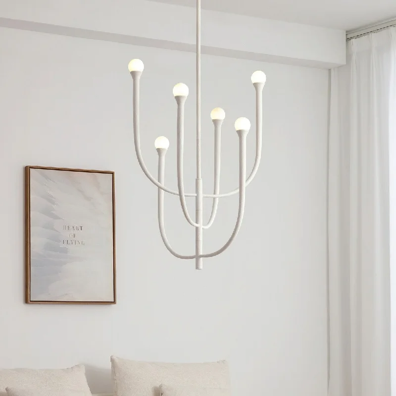 Chandeliers with Pendant Lights for a Stylish LookChandeliers with Pendant Lights for a Stylish LookVidaLite Breeze 6-Light Matte White Chandelier, Textured Pendant Chandelier In Modern Coastal Style, Included LED Bulbs
