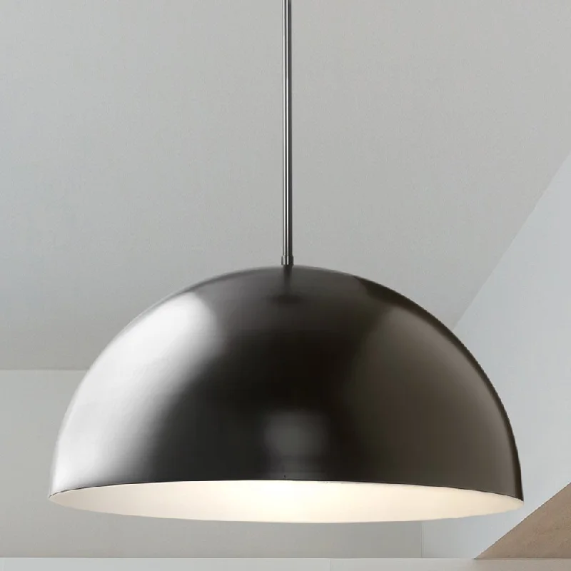 Glass Ceiling Lights with Frosted, Colored, or Etched GlassGlass Ceiling Lights with Frosted, Colored, or Etched GlassUHP4797 Mid-Century Modern Indoor Pendant, 12-1/2''H x 23-5/8"W x 23-5/8''D, Matte Black Finish, Singleton Collection