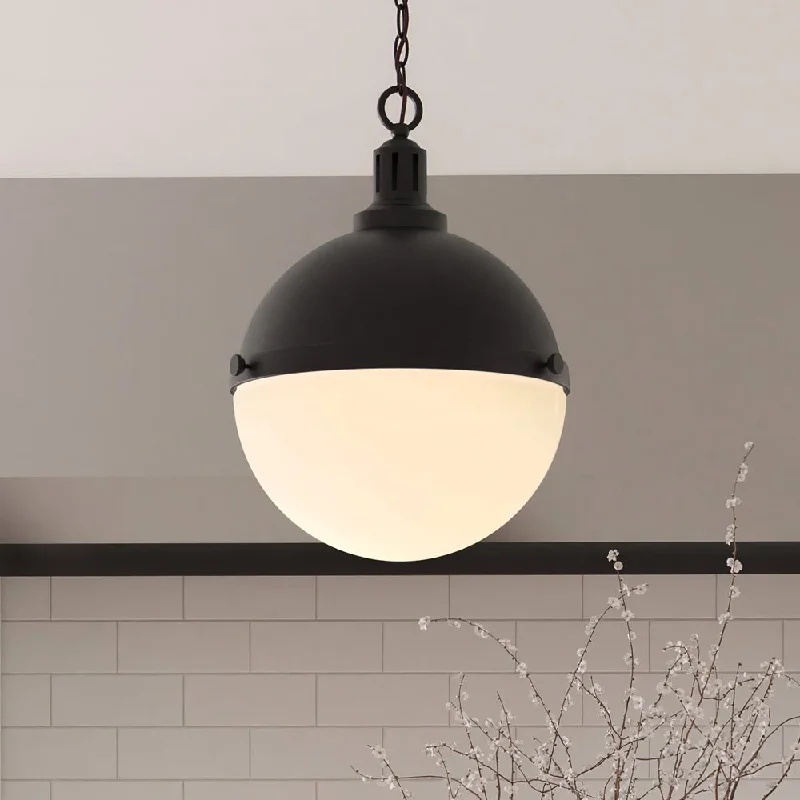 Metal Ceiling Lights in Brass, Copper, Stainless Steel, and IronMetal Ceiling Lights in Brass, Copper, Stainless Steel, and IronULB2000 Modern Farmhouse Pendant, 17''H x 12''W, Matte Black Finish, Apulon Collection