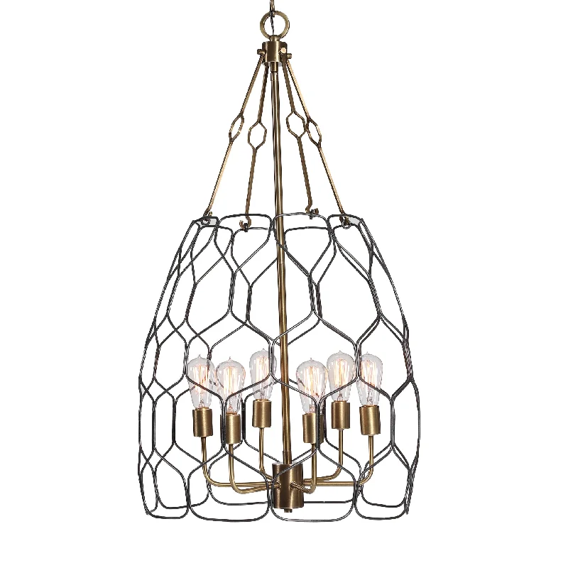 Japanese - Inspired Ceiling Lights with Shoji - Screen - like DiffusersJapanese - Inspired Ceiling Lights with Shoji - Screen - like DiffusersUttermost 21537 Halstead 6 Light Farmhouse Pendant