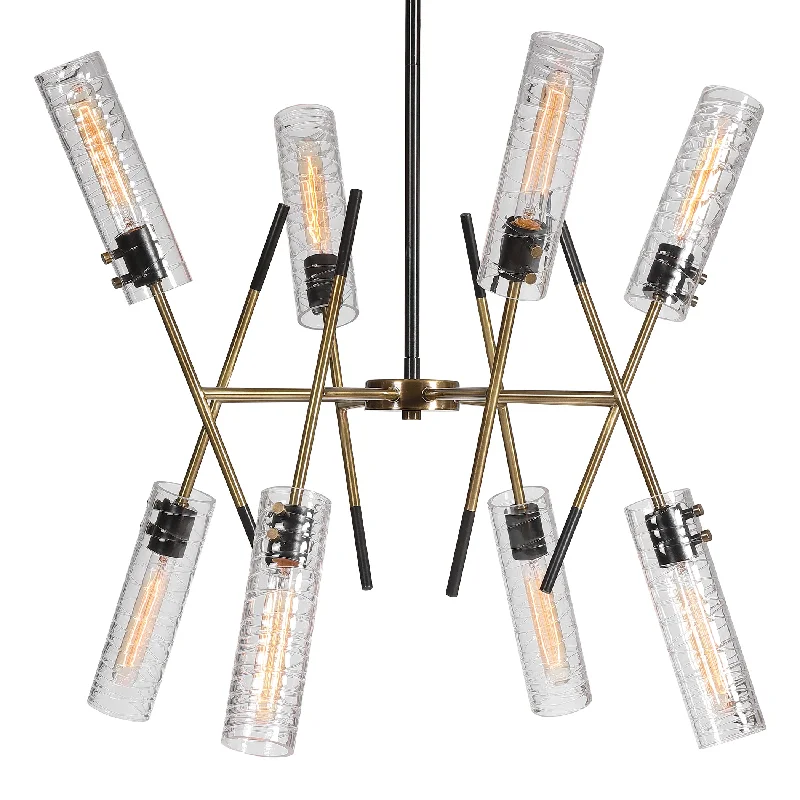 Glass Ceiling Lights with Frosted, Colored, or Etched GlassGlass Ceiling Lights with Frosted, Colored, or Etched GlassUttermost 21538 Telesto 8 Light Linear Pendant