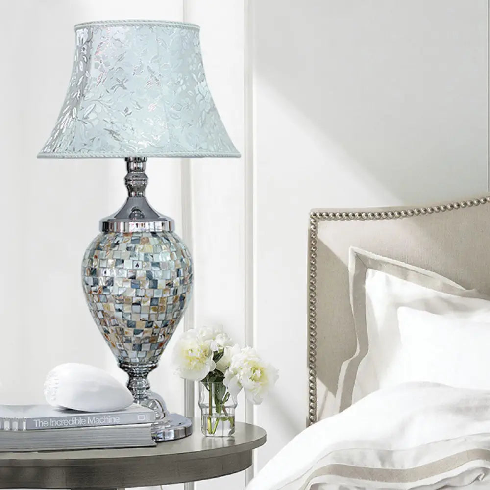 coastal style table lamps with nautical elements for beach housescoastal style table lamps with nautical elements for beach housesRachele - Traditional Light-Blue Flared Table Lamp with Oval Shell Base: 1-Light