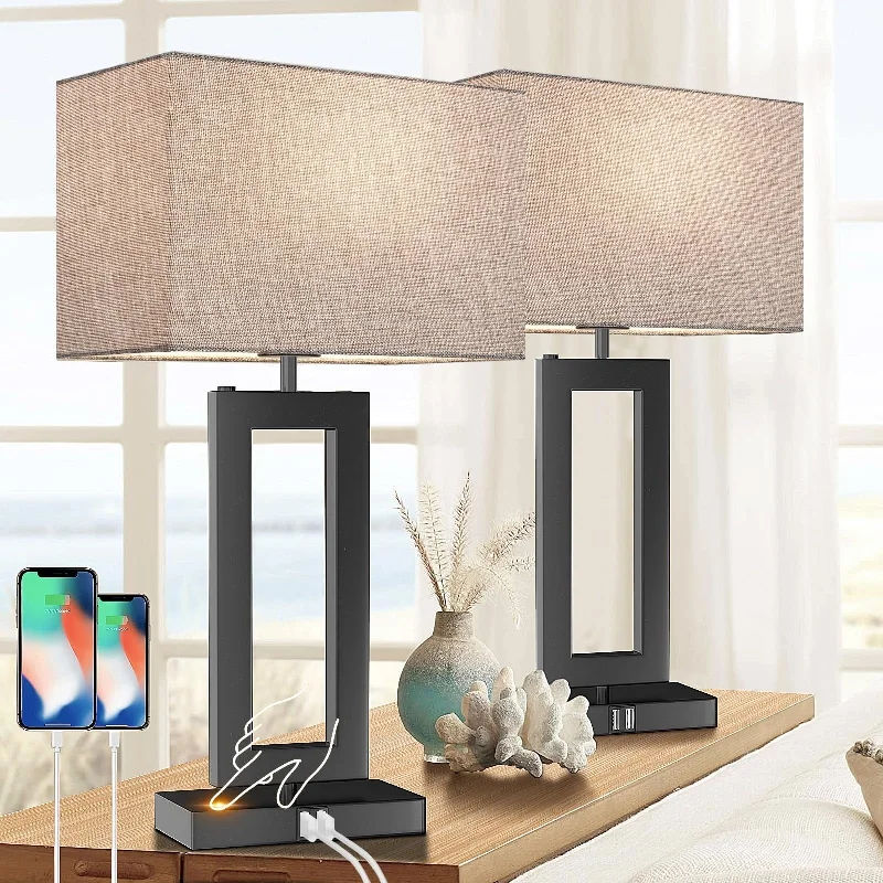 metal table lamps with a matte black finish for a sleek appearancemetal table lamps with a matte black finish for a sleek appearance22" Large Lamps for Bedroom Set of 2 Touch Control Table Lamp for Living Room, 3-Way Dimmable Modern Lamps w/ 2 USB Port
