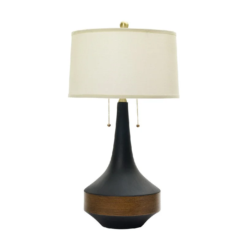 rustic farmhouse table lamps for cozy kitchensrustic farmhouse table lamps for cozy kitchens31-inch Ceramic Table Lamp in Matte Black w/Dark Oak wood Accent