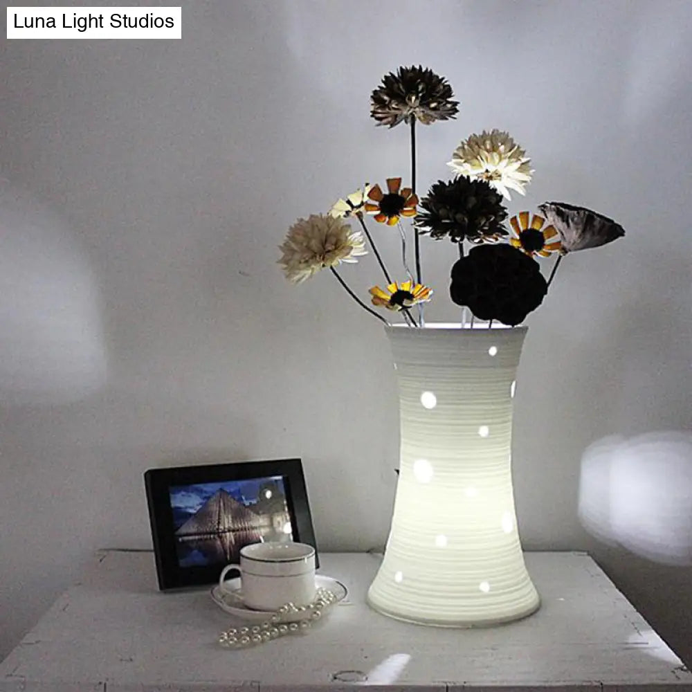 marble table lamps with a luxurious veined pattern for high end decormarble table lamps with a luxurious veined pattern for high end decorCeramic White Nightstand Lamp: LED Pastoral Table Light (5.5"/7") with Dried Flower Decor