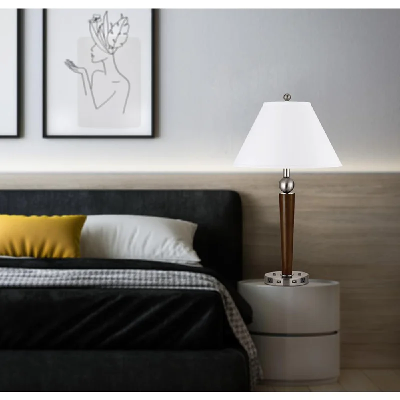 fabric table lamps with a linen shade for a relaxed and breathable lookfabric table lamps with a linen shade for a relaxed and breathable look60W X 2 Metal Night Stand Lamp With 2 Usb And 2 Power Outlets, On Off Rocker Base Switch, La8005Ns7Rbs By Cal Lighting