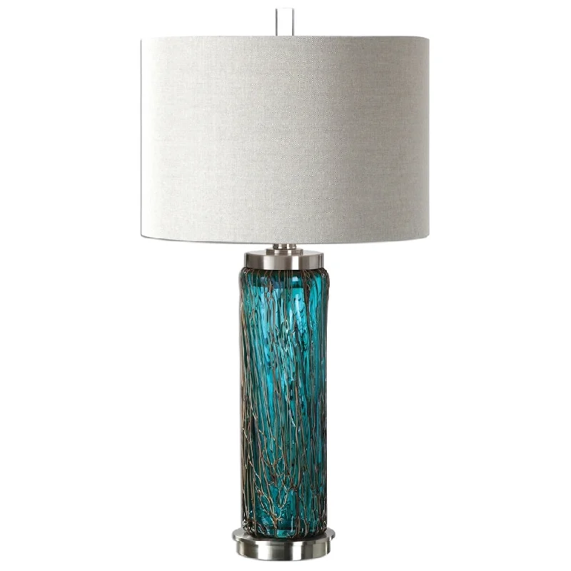 industrial style table lamps with exposed bulbs for loft apartmentsindustrial style table lamps with exposed bulbs for loft apartmentsAlmanzora Blue Glass Lamp