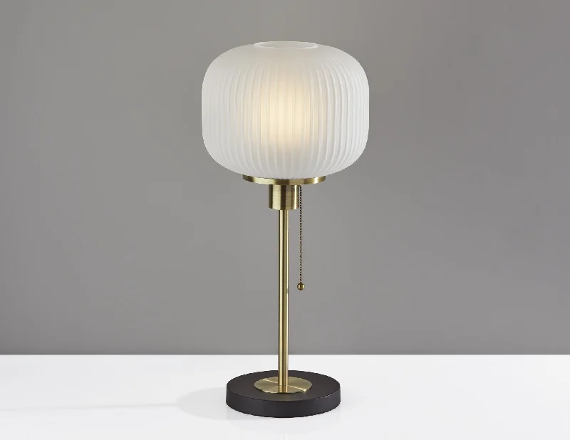 wooden table lamps with natural grain for a warm and organic feelwooden table lamps with natural grain for a warm and organic feelAntique Brass Striped Glass Glow Table Lamp By Homeroots