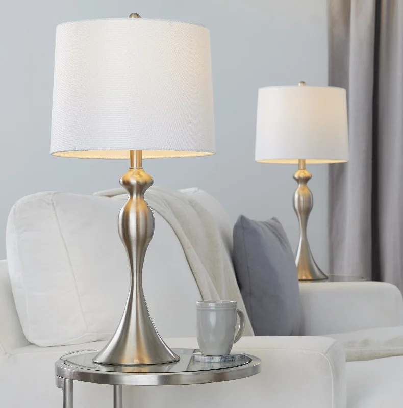 Brushed Nickel, White Linen