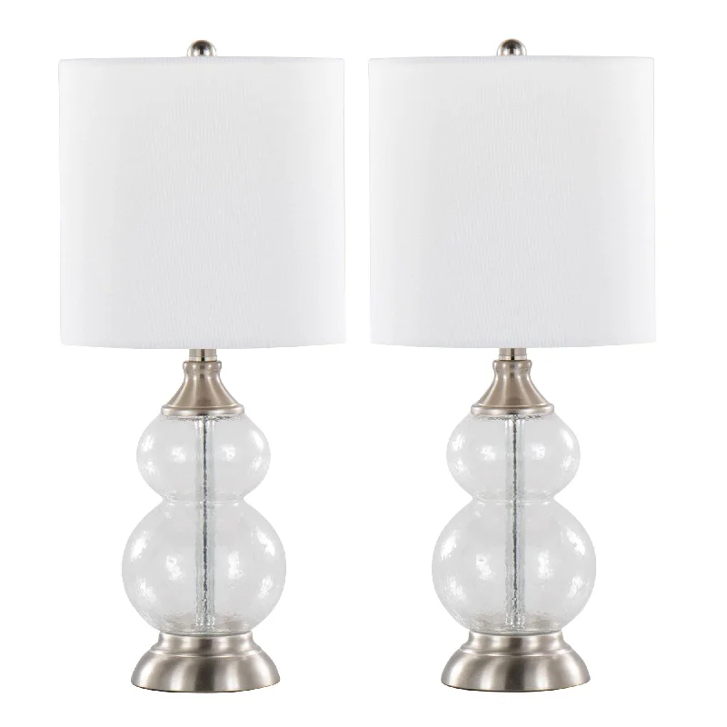 Clear Wrinkle Glass, Brushed Nickel, White Linen