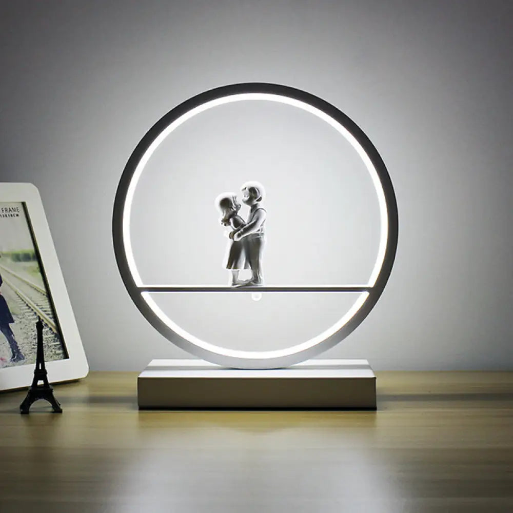marble table lamps with a luxurious veined pattern for high end decormarble table lamps with a luxurious veined pattern for high end decorSimona - Romantic Black/White Hoop Nightstand Light Simple Romantic Acrylic Table Lamp in Warm/White Light with Lover Statuette