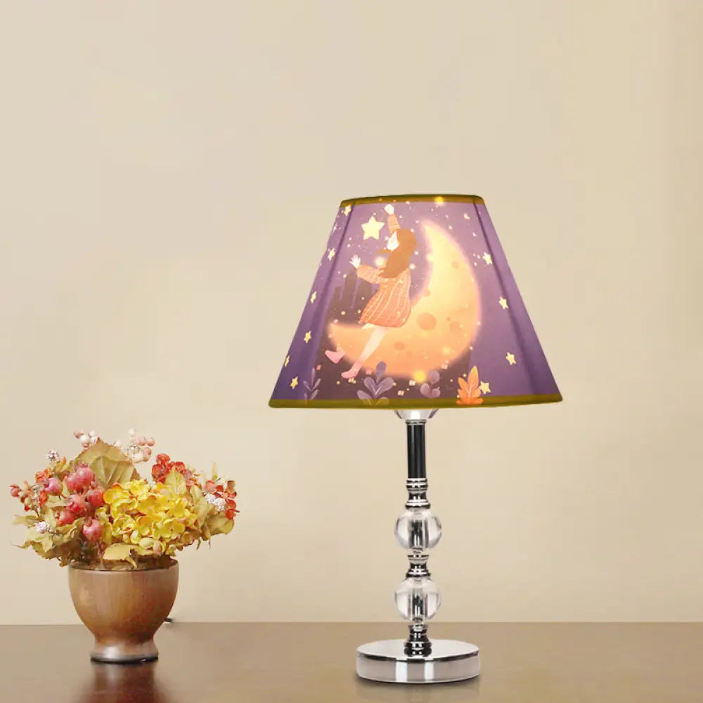 glass table lamps with a frosted surface for soft light diffusionglass table lamps with a frosted surface for soft light diffusionChiara - Blue Barrel Shade Table Light: Cartoon Desk Lamp with Girl and Starry