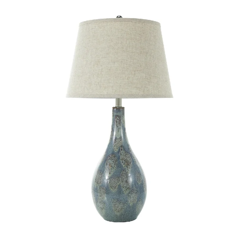 metal table lamps with a matte black finish for a sleek appearancemetal table lamps with a matte black finish for a sleek appearanceCeramic Abstract Textured Room Table Lamp with Drum Shade - Set of 2 Teal - Roche River Decor