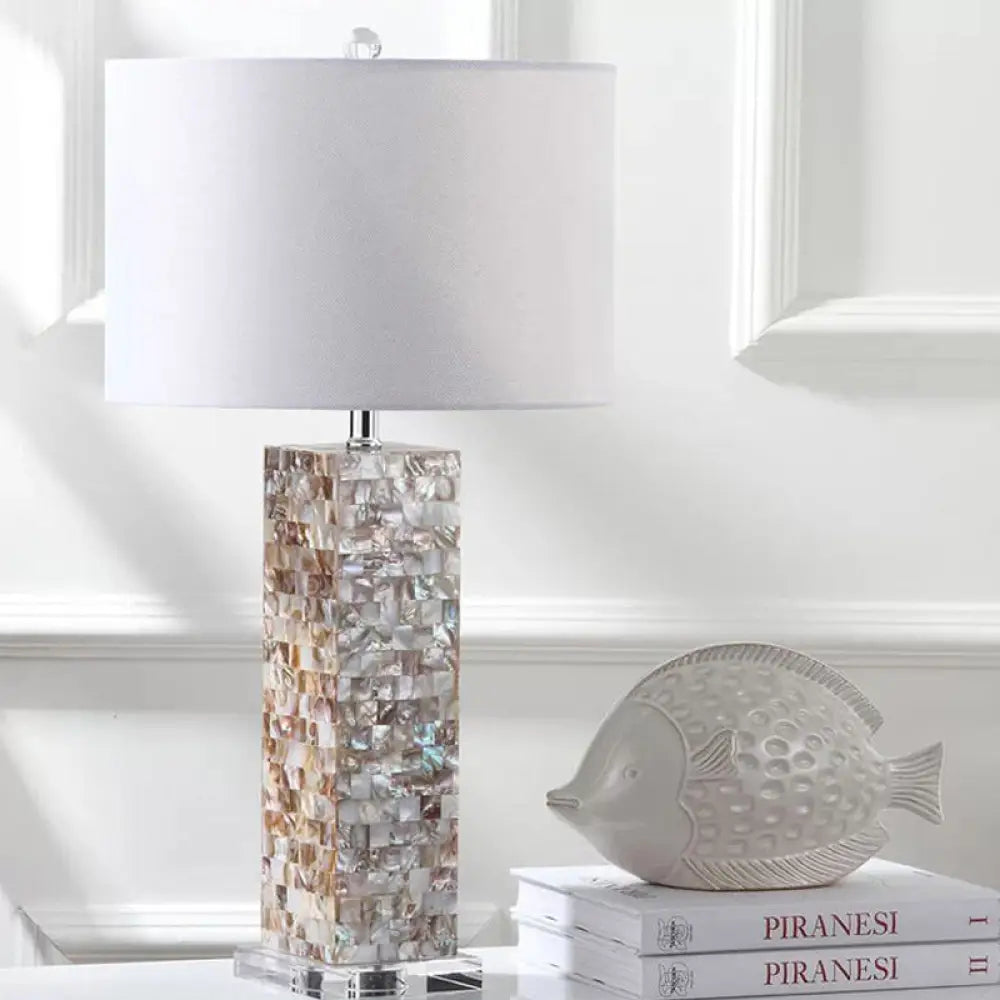 leather table lamps with a distressed texture for a rugged charmleather table lamps with a distressed texture for a rugged charmValeria - Country Style Checkered Shell Night Lamp with White Shade