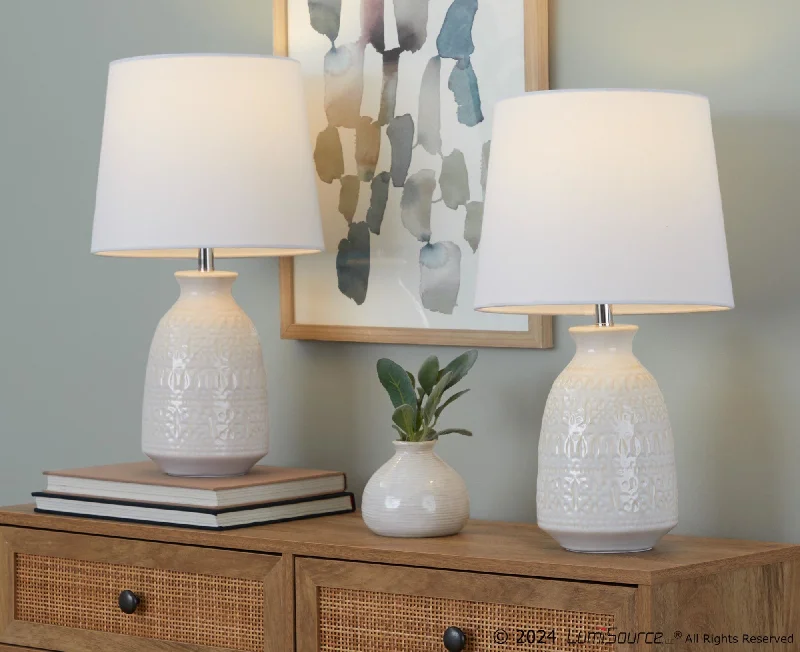 Off-White Ceramic, Polished Nickel, White Linen