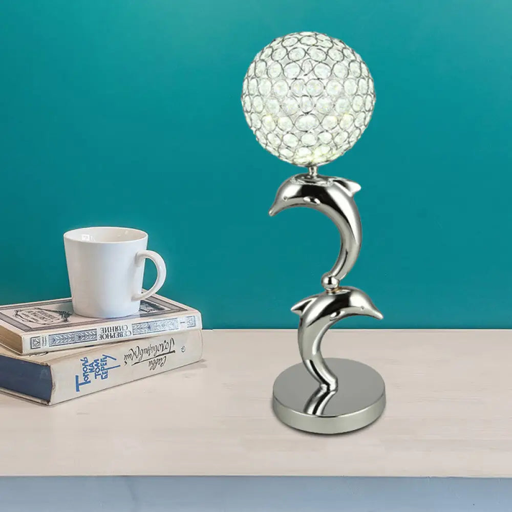 rustic farmhouse table lamps for cozy kitchensrustic farmhouse table lamps for cozy kitchensIsabella - Elegant Crystal Chrome Table Light Dolphin and Globe LED Simple Nightstand Lamp for Study Room