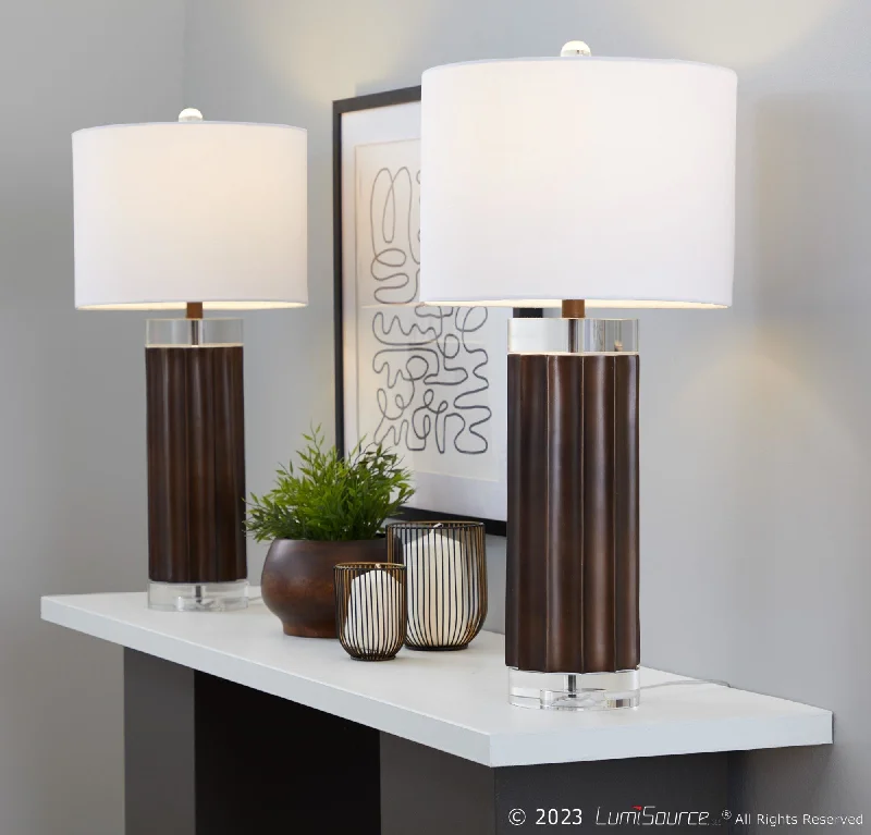 crystal table lamps with dazzling prisms for a glamorous effectcrystal table lamps with dazzling prisms for a glamorous effectCylinder Fluted 29.25" Polyresin Table Lamp - Set of 2 By LumiSource - GTP29-CYLFLT BNW2