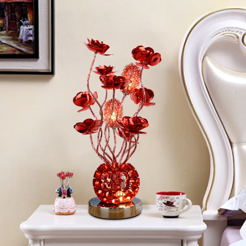 gothic style table lamps with dark finishes for a mysterious lookgothic style table lamps with dark finishes for a mysterious lookCheleb - Red Decorative Global Night Lamp Aluminum LED Curvy Stick Desk Light with Rose Decor in Red