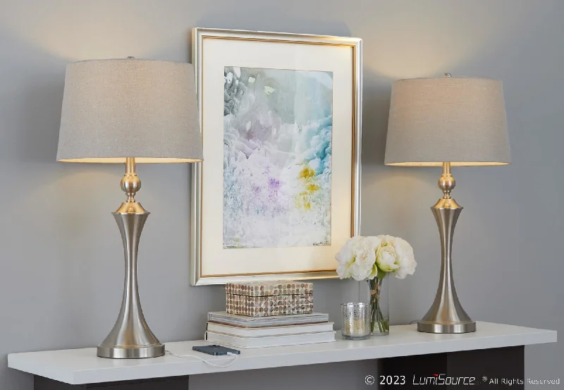 glass table lamps with a frosted surface for soft light diffusionglass table lamps with a frosted surface for soft light diffusionFlint 30" Metal Table Lamp with USB - Set of 2 By LumiSource - GTS31-FLINT BNITP2
